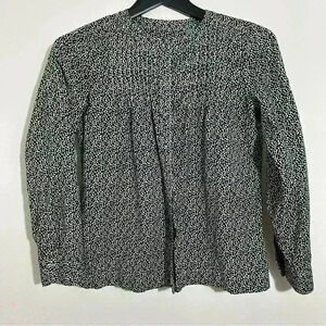 Liz Claiborne Long Sleeve Blouse Black and White Print Button Down Top